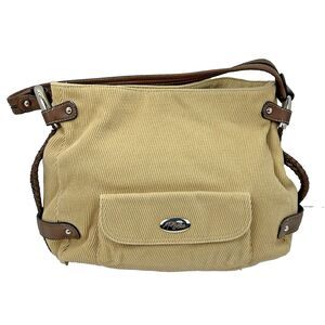 Relic Shoulder Bag Beige Brown Purse Boho Corduroy Braided Faux Leather Pockets